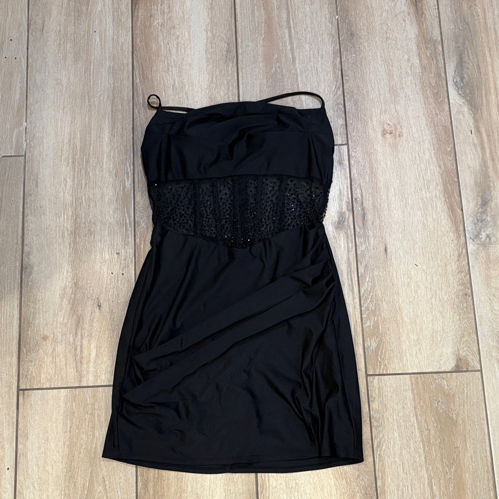 B Darlin Hoco Black Dress with Lace Detail 2025 Dillards size 7/8 juniors